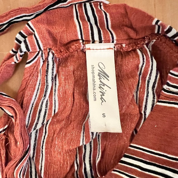 Striped Rust Jumpsuit - Picture 4 of 5